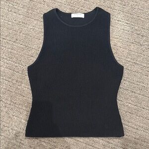 Black Sleeveless Ribbed Top